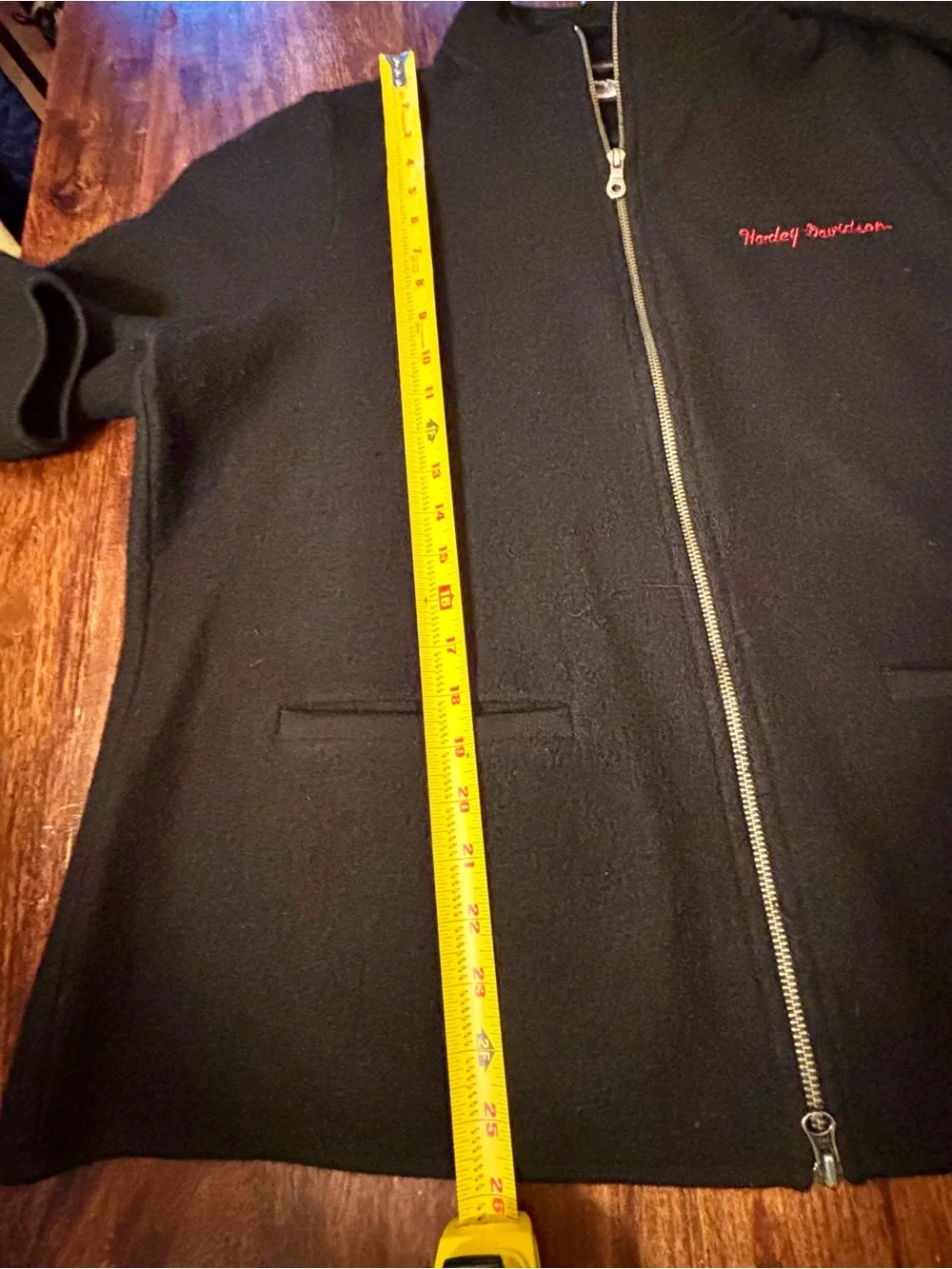 Harley-Davidson Black Full-Zip Knit Jacket with Red Script Logo